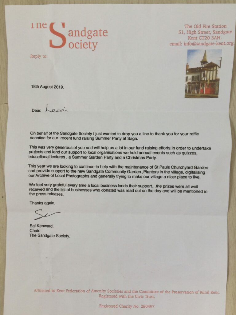 Letter from Sandgate Society