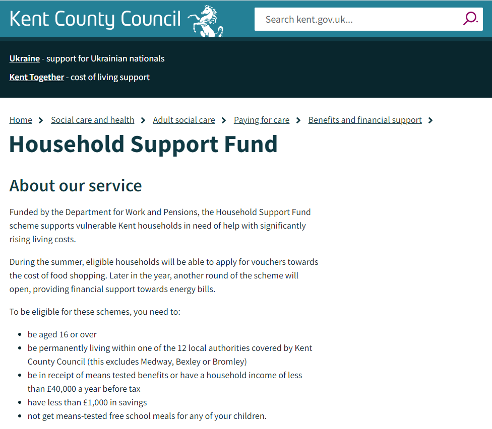 Kent Household Support Fund – Summer Voucher Scheme 2024